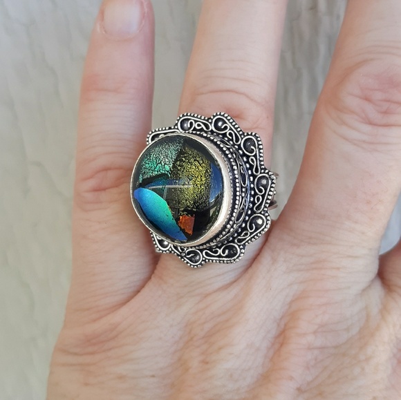 New Dichoric Glass 925 Silver Ring. - Picture 6 of 8